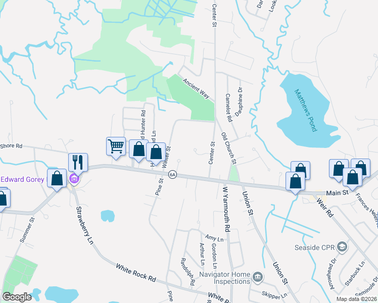 map of restaurants, bars, coffee shops, grocery stores, and more near 23 Elmcroft Way in Yarmouth