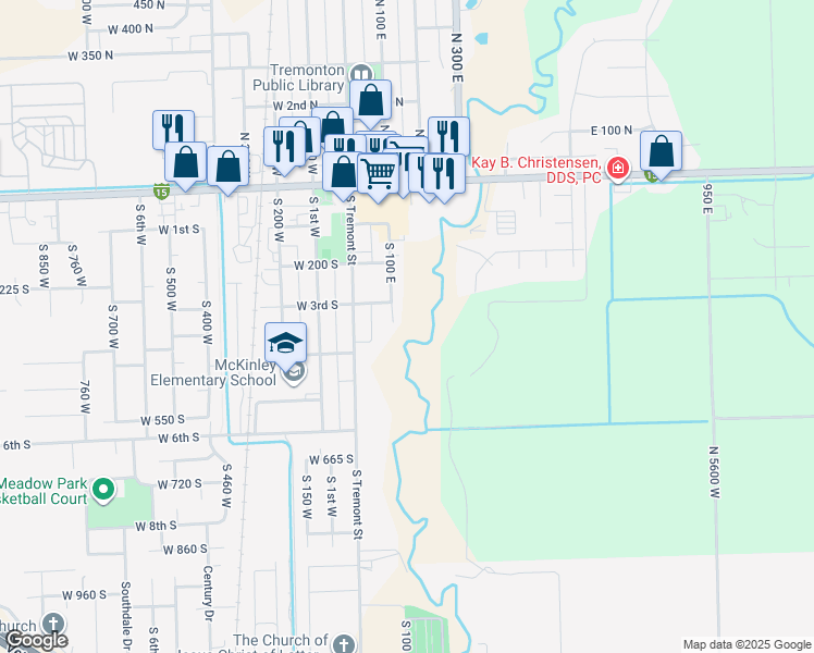 map of restaurants, bars, coffee shops, grocery stores, and more near 339 South 100 East in Tremonton