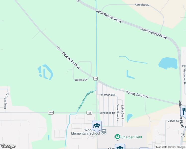 map of restaurants, bars, coffee shops, grocery stores, and more near 28787 County Road 10 in Elkhart