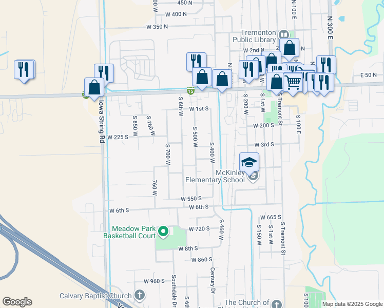 map of restaurants, bars, coffee shops, grocery stores, and more near 310 South 500 West in Tremonton