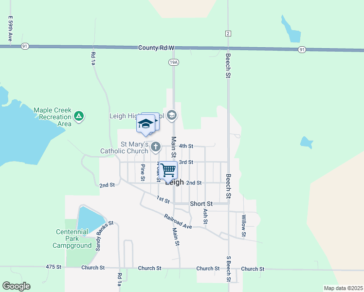 map of restaurants, bars, coffee shops, grocery stores, and more near 4th Street in Leigh