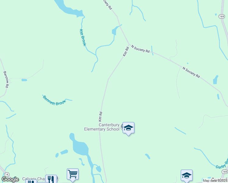 map of restaurants, bars, coffee shops, grocery stores, and more near 101 Kitt Road in Canterbury