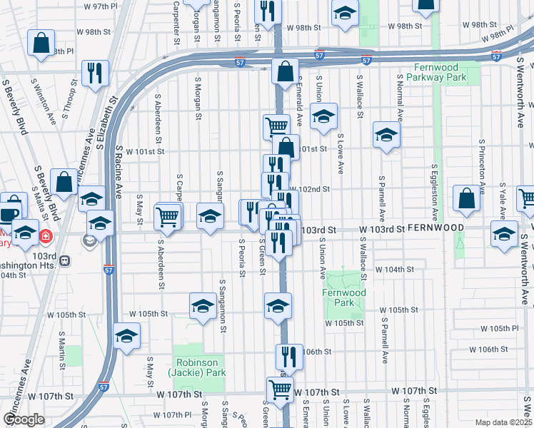 map of restaurants, bars, coffee shops, grocery stores, and more near in Chicago