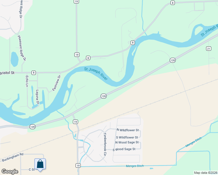 map of restaurants, bars, coffee shops, grocery stores, and more near 20720 Indiana 120 in Bristol