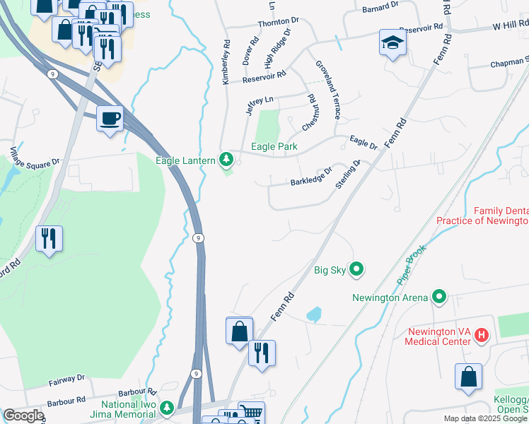 map of restaurants, bars, coffee shops, grocery stores, and more near 287 Sterling Drive in Newington