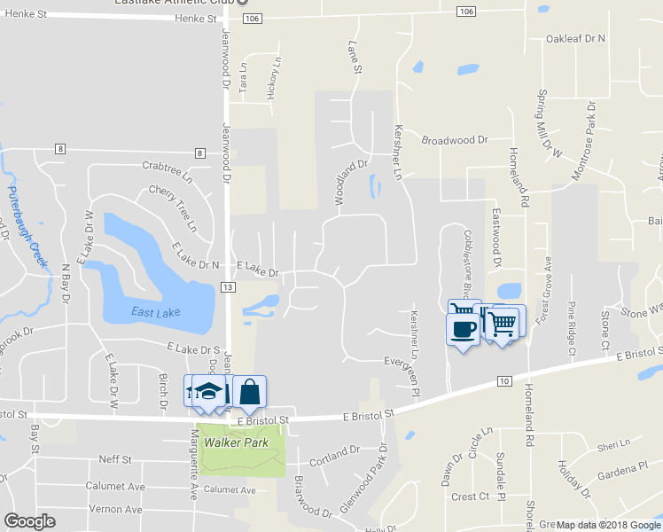 map of restaurants, bars, coffee shops, grocery stores, and more near 2 Salem Ct in Elkhart