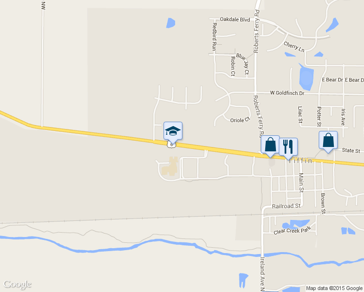 map of restaurants, bars, coffee shops, grocery stores, and more near 759 Grand Army of the Republic Highway in Tiffin