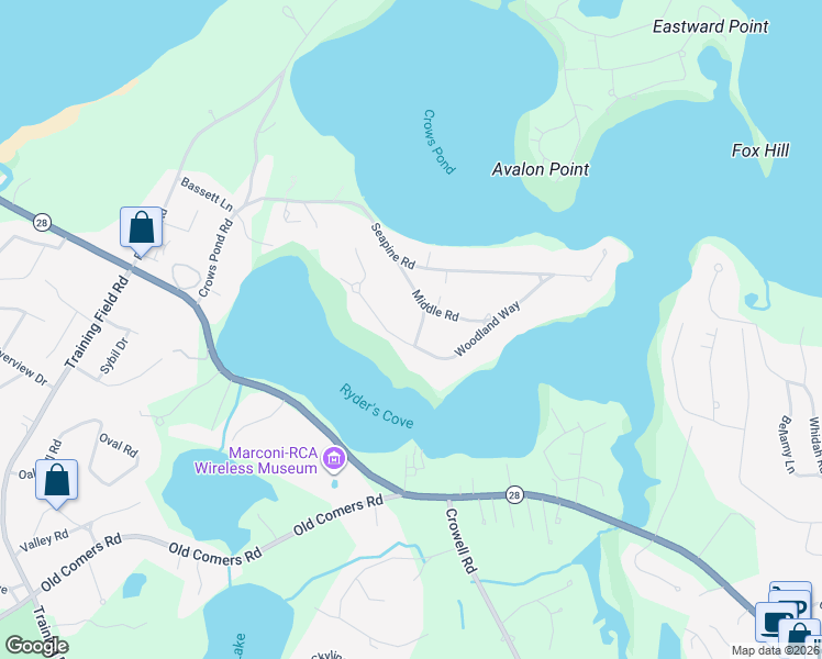 map of restaurants, bars, coffee shops, grocery stores, and more near 188 Woodland Way in Chatham