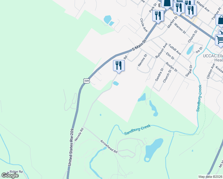 map of restaurants, bars, coffee shops, grocery stores, and more near 52-98 Country Club Rd in Ellenville
