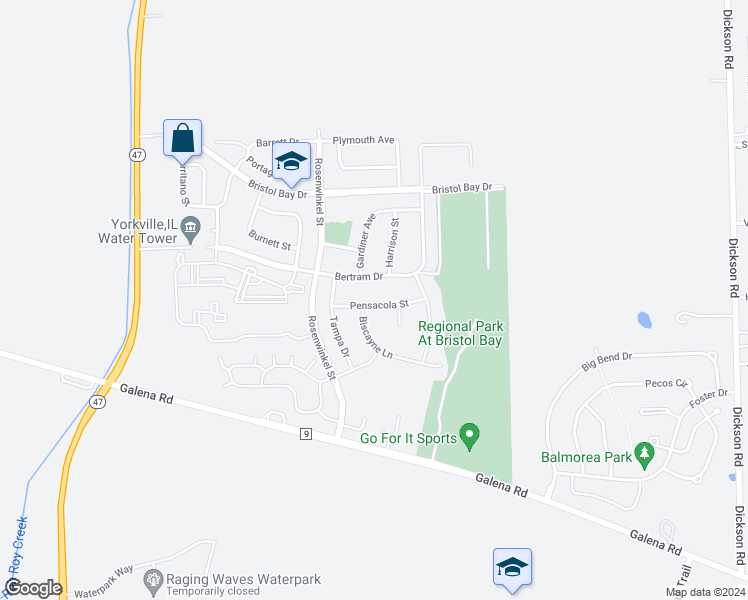map of restaurants, bars, coffee shops, grocery stores, and more near 353 Pensacola Street in Yorkville
