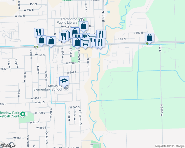 map of restaurants, bars, coffee shops, grocery stores, and more near 339 South 100 East in Tremonton