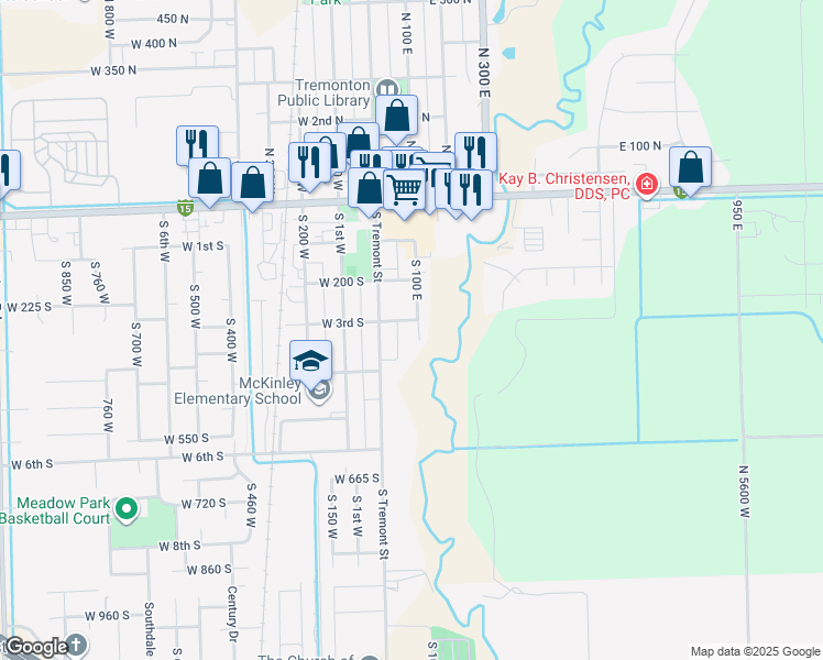 map of restaurants, bars, coffee shops, grocery stores, and more near 339 South 100 East in Tremonton