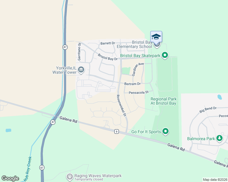 map of restaurants, bars, coffee shops, grocery stores, and more near 4473 Tampa Drive in Yorkville