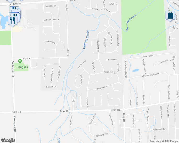 map of restaurants, bars, coffee shops, grocery stores, and more near 7736 Kings Run Road in Sylvania