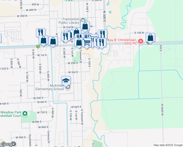 map of restaurants, bars, coffee shops, grocery stores, and more near 339 South 100 East in Tremonton