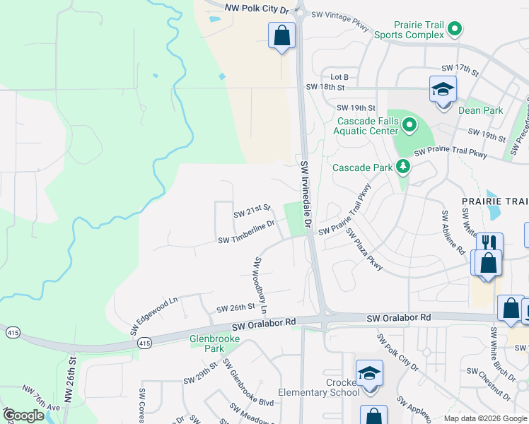 map of restaurants, bars, coffee shops, grocery stores, and more near 3103 Southwest Timberline Drive in Ankeny