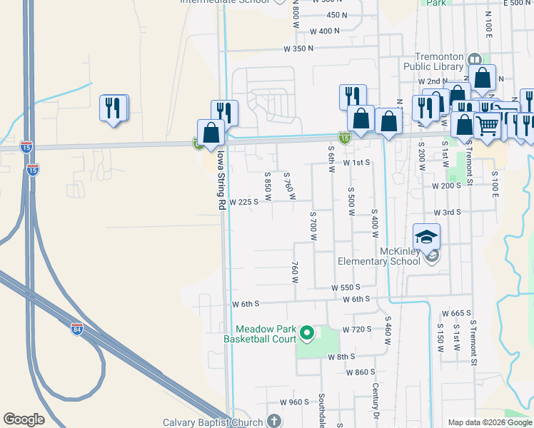 map of restaurants, bars, coffee shops, grocery stores, and more near 242 South 830 West in Tremonton