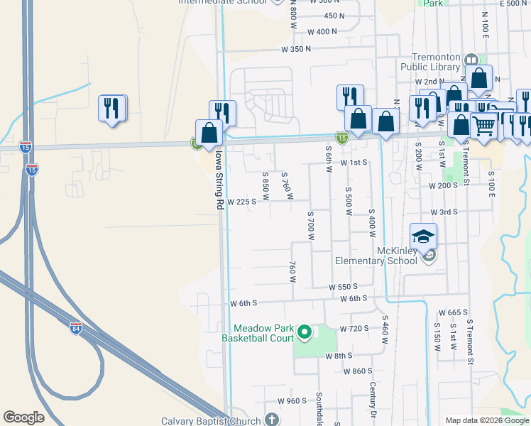 map of restaurants, bars, coffee shops, grocery stores, and more near 242 South 830 West in Tremonton