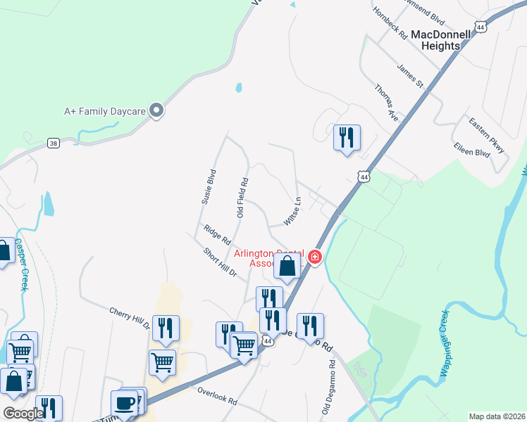 map of restaurants, bars, coffee shops, grocery stores, and more near 40 Edwin Road in Arlington