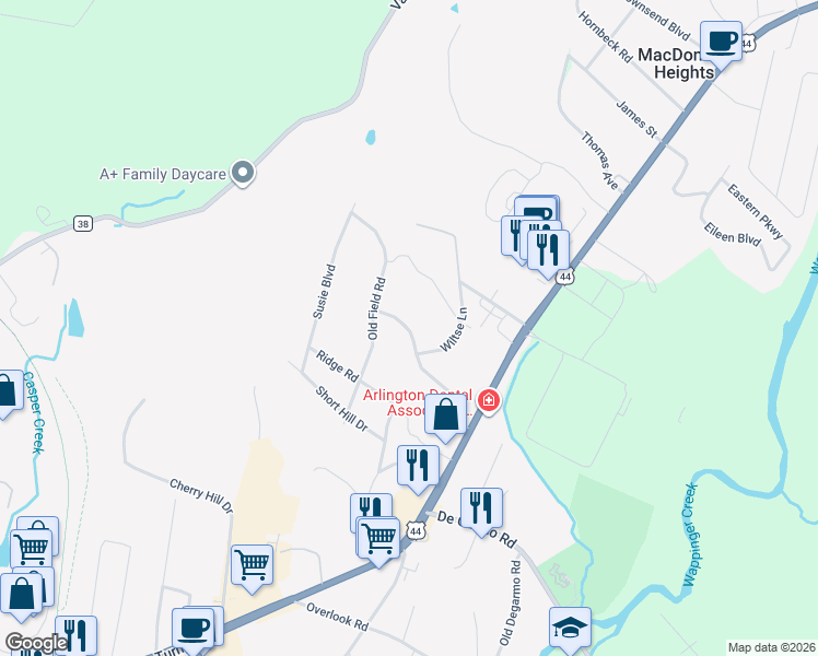 map of restaurants, bars, coffee shops, grocery stores, and more near 40 Edwin Road in Arlington