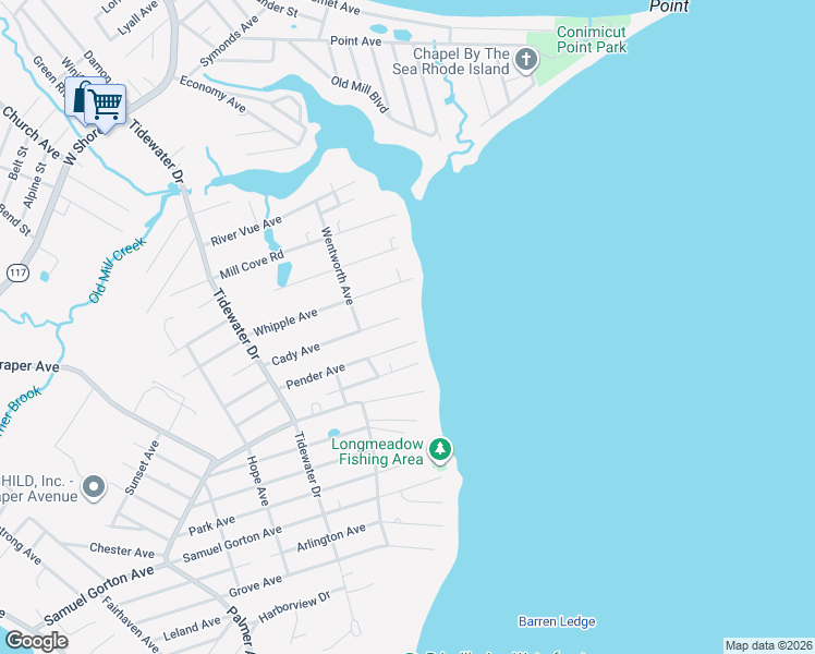 map of restaurants, bars, coffee shops, grocery stores, and more near 20 Cady Avenue in Warwick