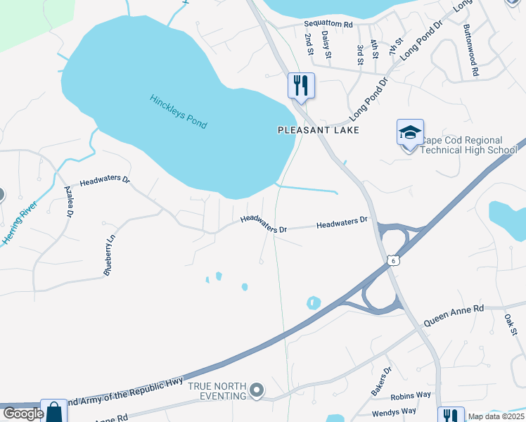 map of restaurants, bars, coffee shops, grocery stores, and more near 2 Edward Road in Harwich