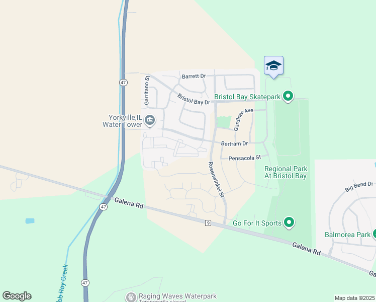 map of restaurants, bars, coffee shops, grocery stores, and more near 154 Bertram Drive in Yorkville