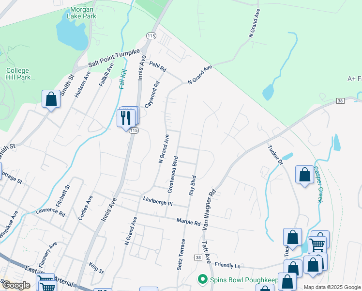 map of restaurants, bars, coffee shops, grocery stores, and more near 71 Crestwood Boulevard in Arlington