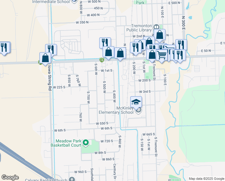 map of restaurants, bars, coffee shops, grocery stores, and more near 424 West 275 South in Tremonton