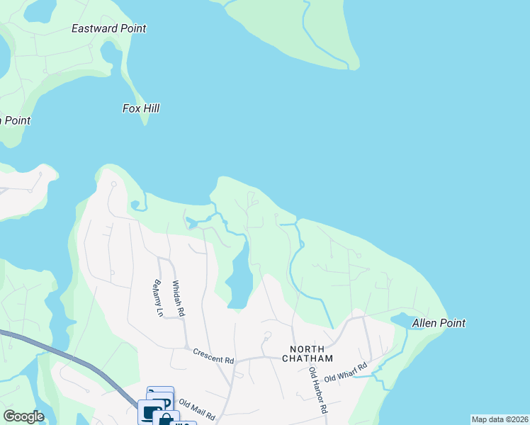 map of restaurants, bars, coffee shops, grocery stores, and more near 294 Cranberry Lane in Chatham