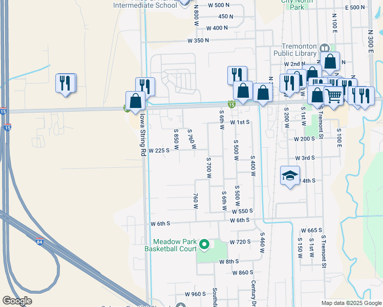 map of restaurants, bars, coffee shops, grocery stores, and more near 232 South 760 West in Tremonton