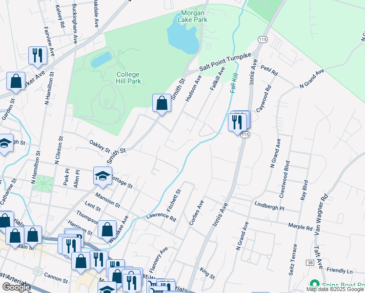 map of restaurants, bars, coffee shops, grocery stores, and more near 150 Hudson Avenue Extension in Poughkeepsie