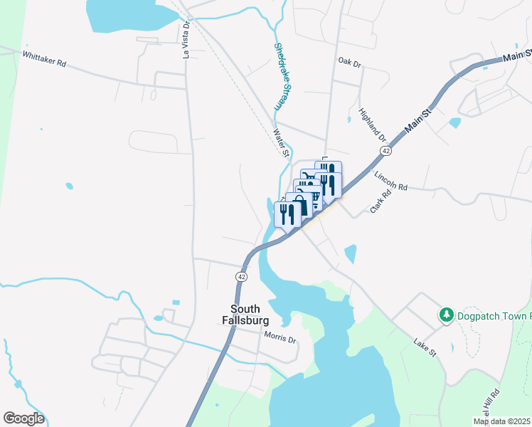 map of restaurants, bars, coffee shops, grocery stores, and more near 24 Edgewood Place in South Fallsburg