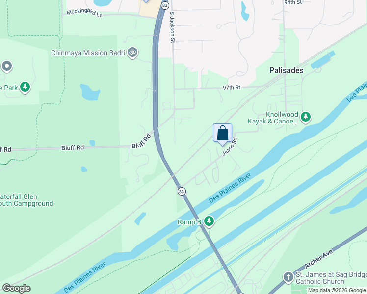 map of restaurants, bars, coffee shops, grocery stores, and more near 16W331 South Jackson Street in Burr Ridge