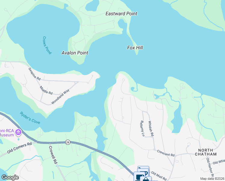 map of restaurants, bars, coffee shops, grocery stores, and more near 301 Whidah Road in Chatham