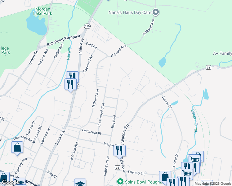 map of restaurants, bars, coffee shops, grocery stores, and more near 16 Helen Boulevard in Arlington