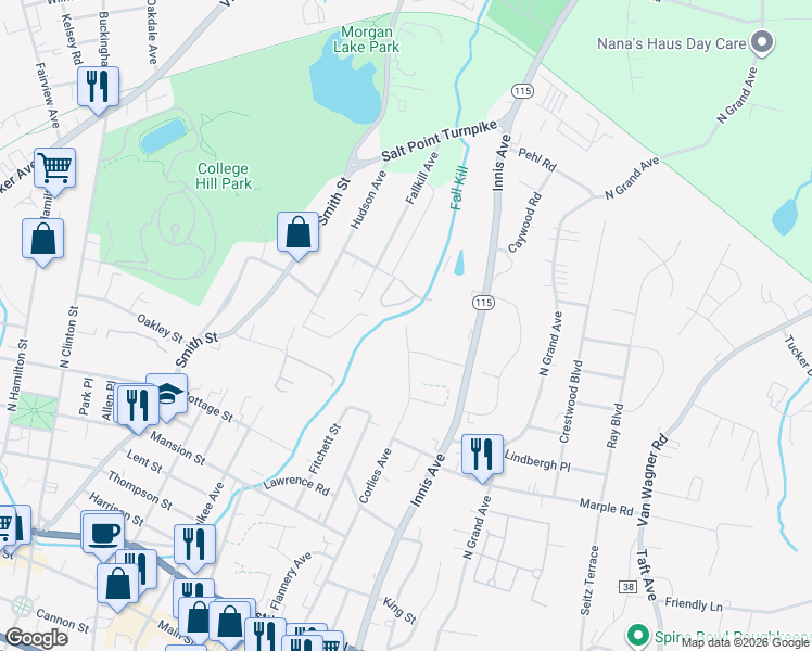map of restaurants, bars, coffee shops, grocery stores, and more near 156 Corlies Avenue in Arlington