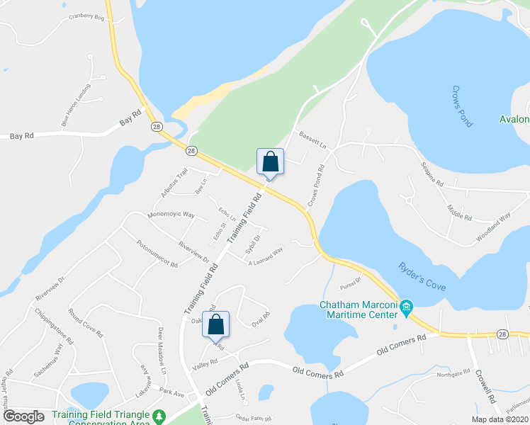 map of restaurants, bars, coffee shops, grocery stores, and more near 1149 Orleans Road in Chatham