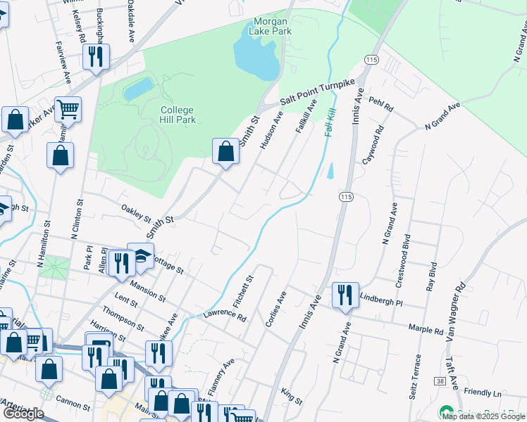 map of restaurants, bars, coffee shops, grocery stores, and more near 150 Hudson Avenue Extension in Poughkeepsie