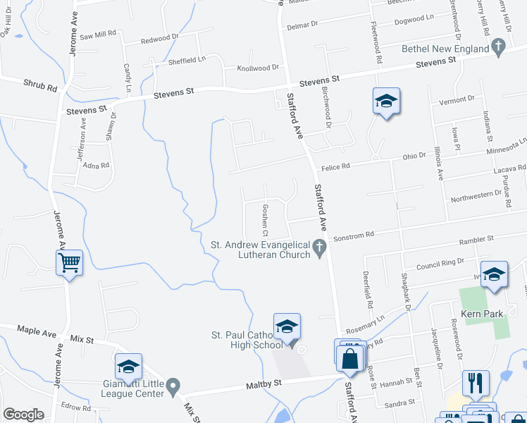 map of restaurants, bars, coffee shops, grocery stores, and more near 52 Goshen Court in Bristol