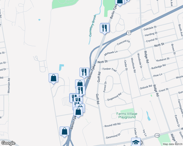 map of restaurants, bars, coffee shops, grocery stores, and more near 1676 Berlin Turnpike in Wethersfield