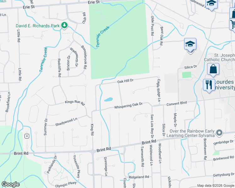 map of restaurants, bars, coffee shops, grocery stores, and more near 7413 Oak Hill Drive in Sylvania