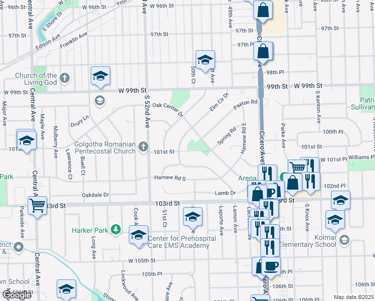 map of restaurants, bars, coffee shops, grocery stores, and more near in Cook County