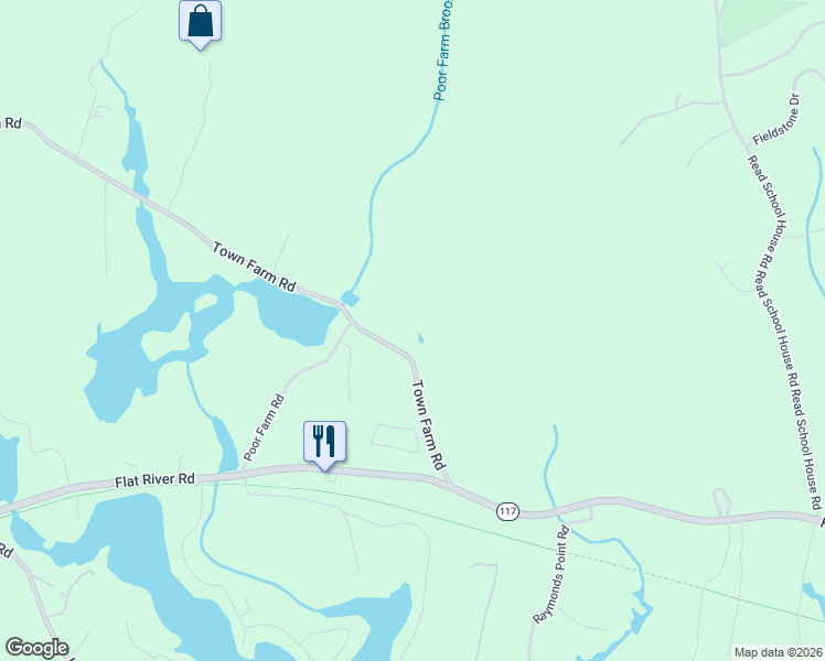 map of restaurants, bars, coffee shops, grocery stores, and more near 178 Town Farm Road in Coventry