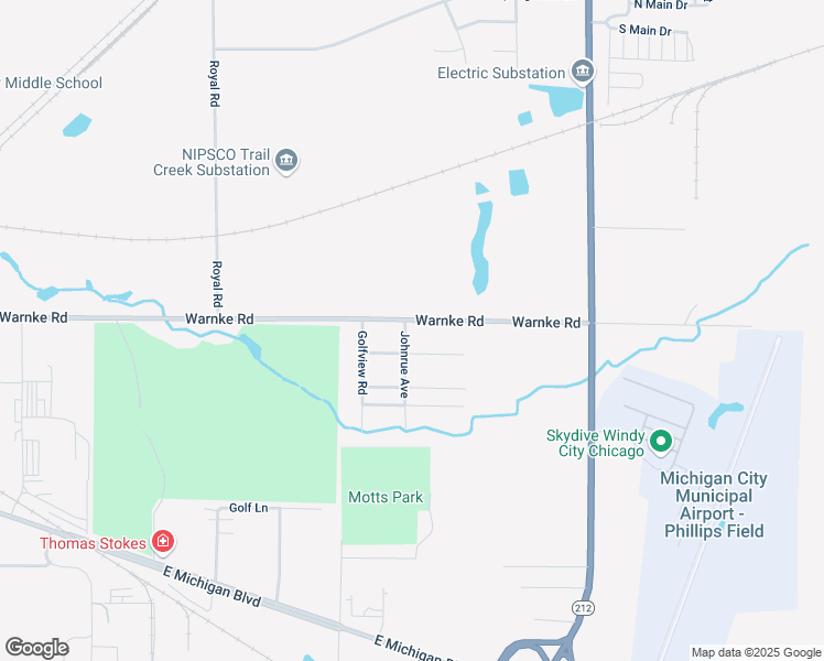 map of restaurants, bars, coffee shops, grocery stores, and more near 2021-2199 Warnke Road in Michigan City