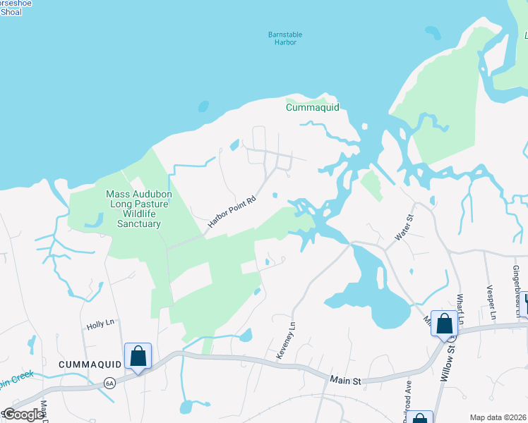 map of restaurants, bars, coffee shops, grocery stores, and more near 171 Harbor Point Road in Barnstable