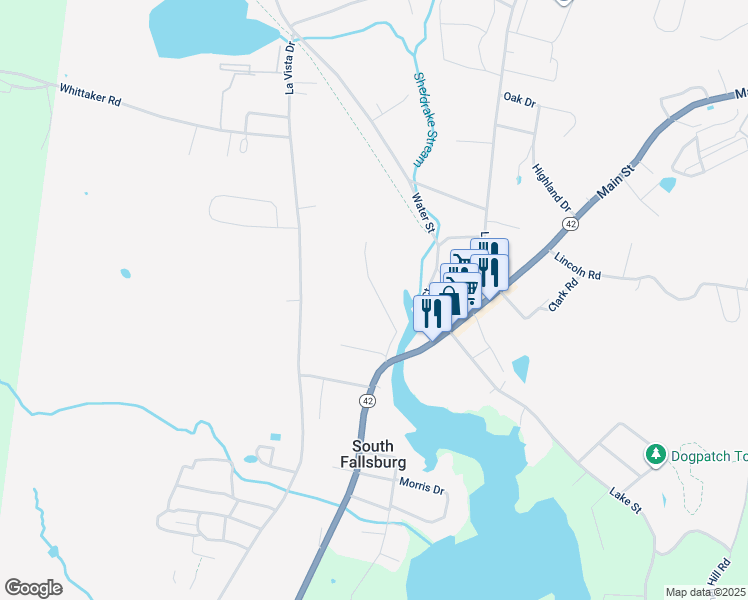 map of restaurants, bars, coffee shops, grocery stores, and more near 33 Edgewood Place in South Fallsburg