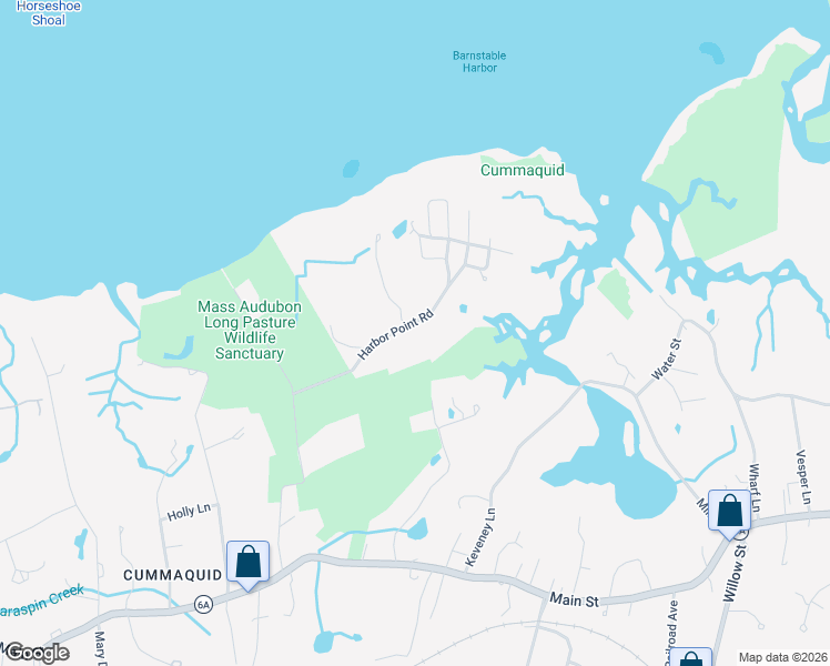 map of restaurants, bars, coffee shops, grocery stores, and more near 151 Harbor Point Road in Barnstable