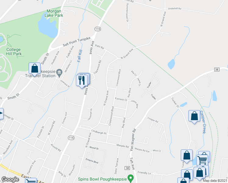 map of restaurants, bars, coffee shops, grocery stores, and more near 71 Crestwood Boulevard in Arlington