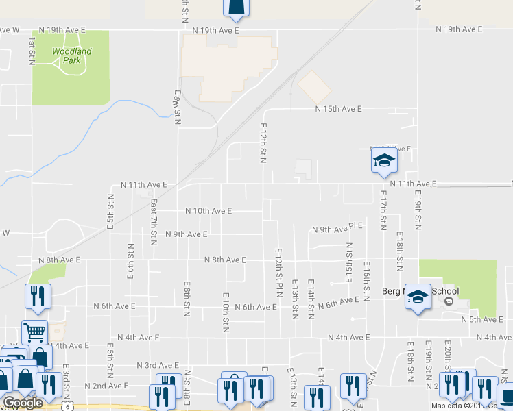 map of restaurants, bars, coffee shops, grocery stores, and more near 1007 East 12th Street North in Newton